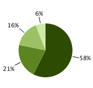 55% localized; 24% regional; 15% distant; 6% unknown