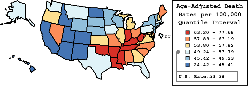 Map of U.S. Rates displayed in table above