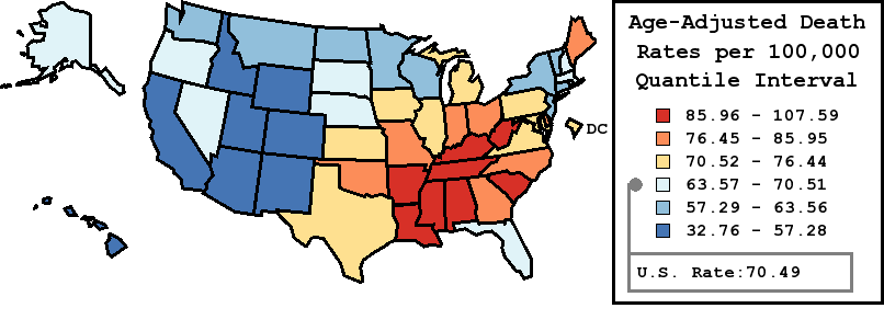 Map of U.S. Rates displayed in table above