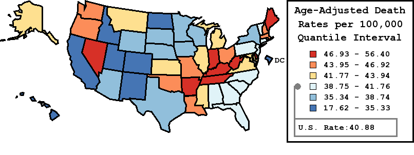 Map of U.S. Rates displayed in table above