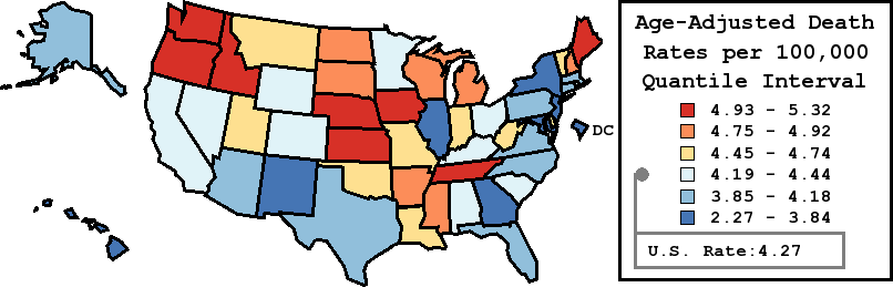 Map of U.S. Rates displayed in table above