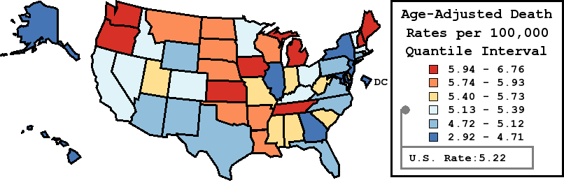Map of U.S. Rates displayed in table above