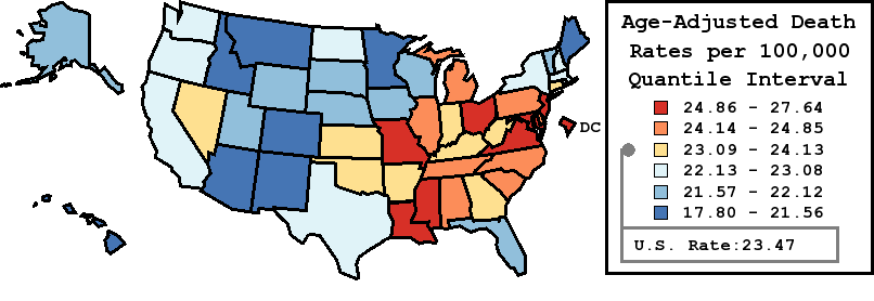 Map of U.S. Rates displayed in table above