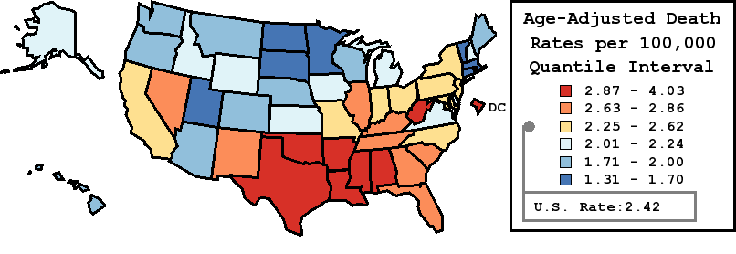 Map of U.S. Rates displayed in table above