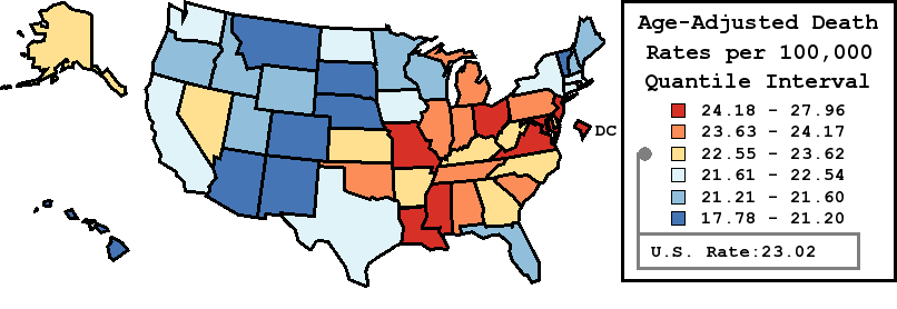 Map of U.S. Rates displayed in table above