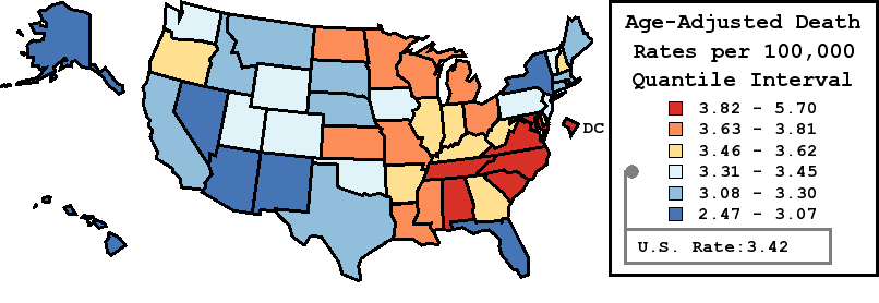 Map of U.S. Rates displayed in table above