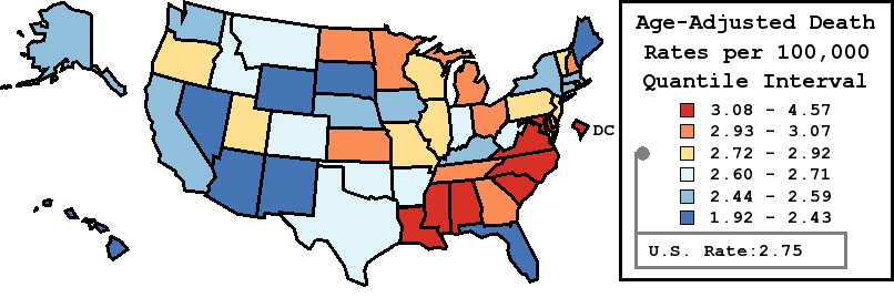 Map of U.S. Rates displayed in table above