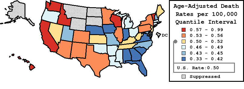 Map of U.S. Rates displayed in table above