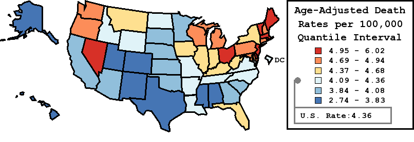 Map of U.S. Rates displayed in table above