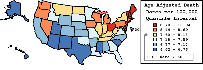 Map of U.S. Rates displayed in table above