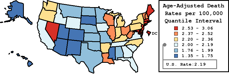 Map of U.S. Rates displayed in table above