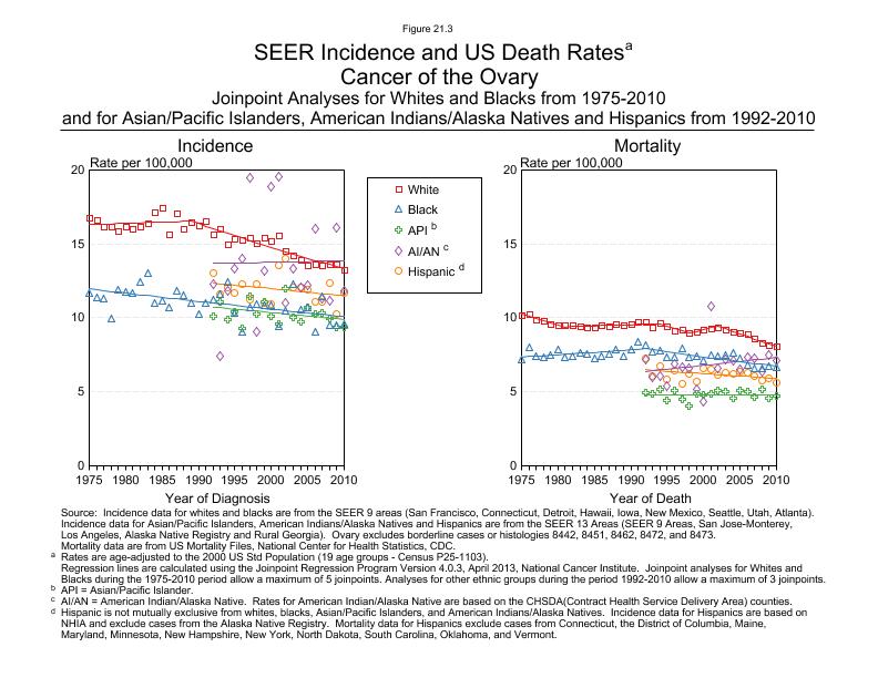 CSR Figure 21.3: SEER Incidence and US Death Rates by Race/Ethnicity