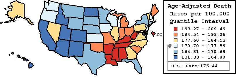 Map of U.S. Rates displayed in table above