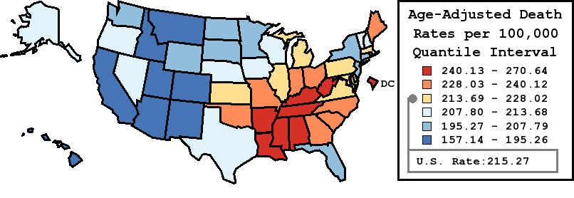 Map of U.S. Rates displayed in table above