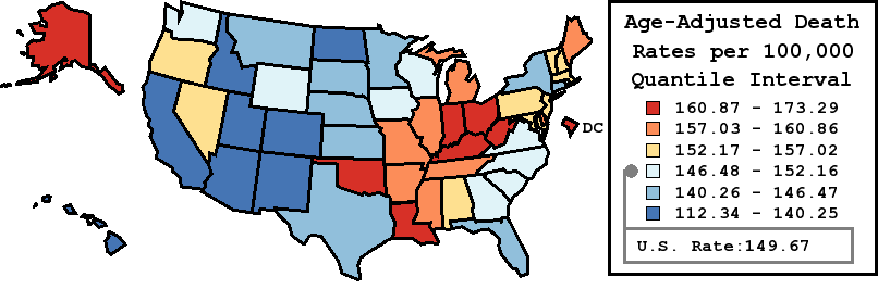 Map of U.S. Rates displayed in table above