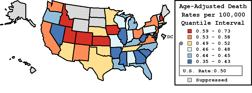 Map of U.S. Rates displayed in table above