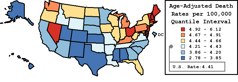 Map of U.S. Rates displayed in table above