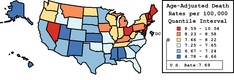 Map of U.S. Rates displayed in table above