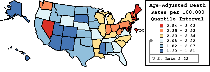 Map of U.S. Rates displayed in table above