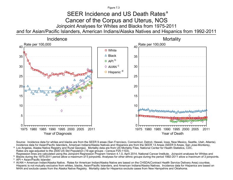 CSR Figure 7.3: SEER Incidence and US Death Rates by Race/Ethnicity