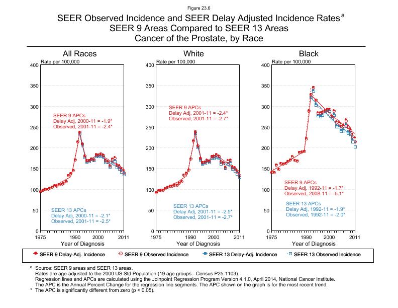 CSR Figure 23.6: SEER Delay Adjusted Incidence Rates for SEER 9 and SEER 13 Areas