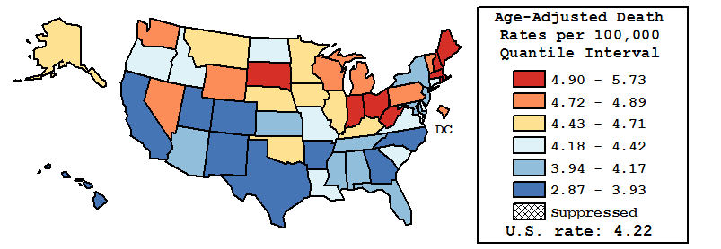 Map of U.S. Rates displayed in table above