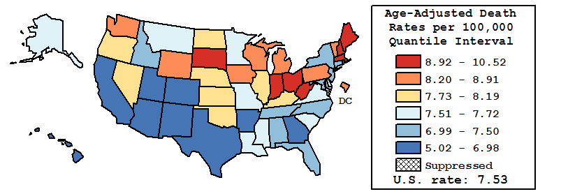 Map of U.S. Rates displayed in table above