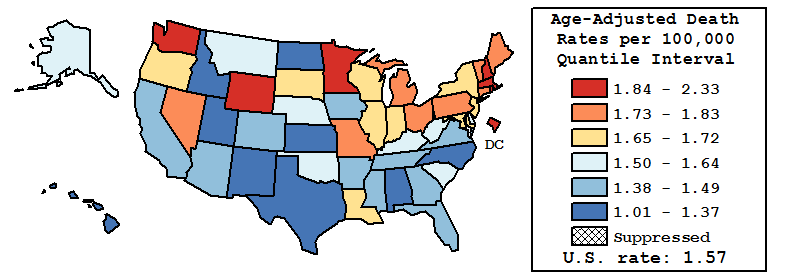 Map of U.S. Rates displayed in table above