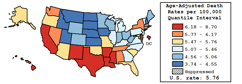 Map of U.S. Rates displayed in table above