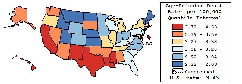 Map of U.S. Rates displayed in table above