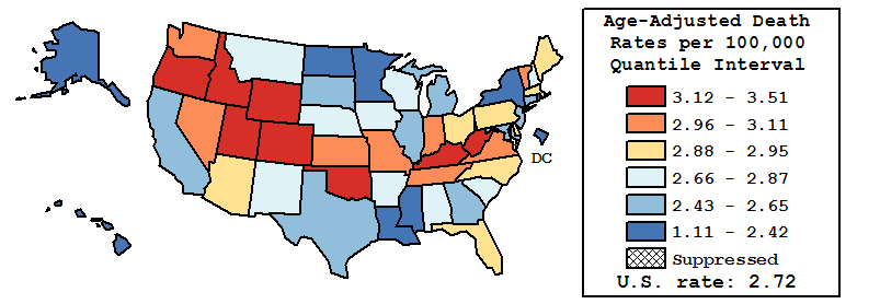 Map of U.S. Rates displayed in table above