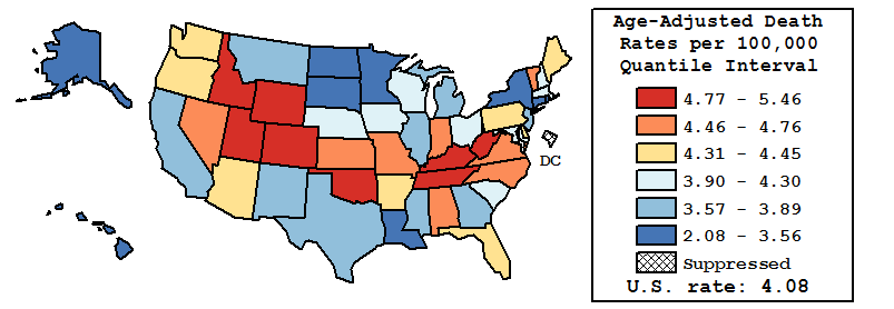 Map of U.S. Rates displayed in table above