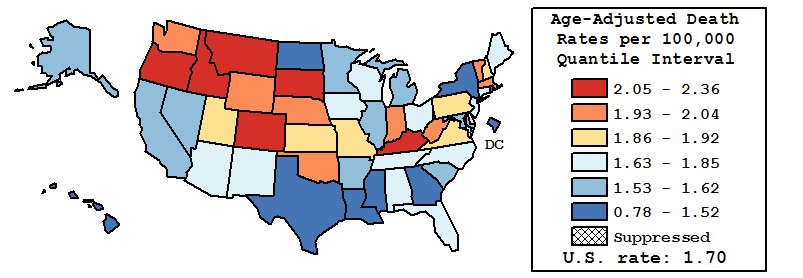 Map of U.S. Rates displayed in table above