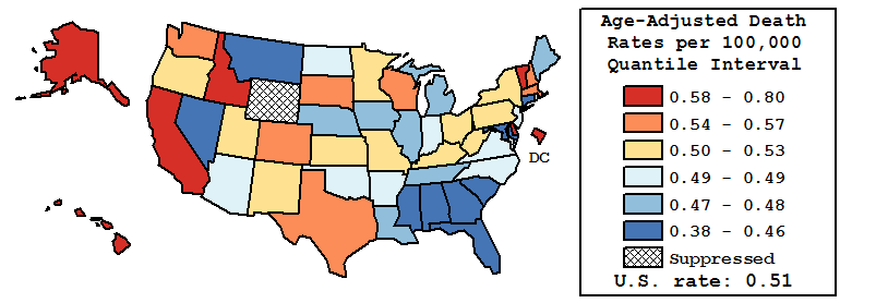 Map of U.S. Rates displayed in table above