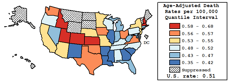 Map of U.S. Rates displayed in table above