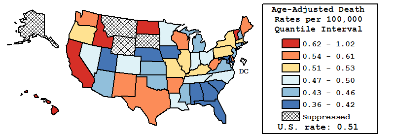 Map of U.S. Rates displayed in table above