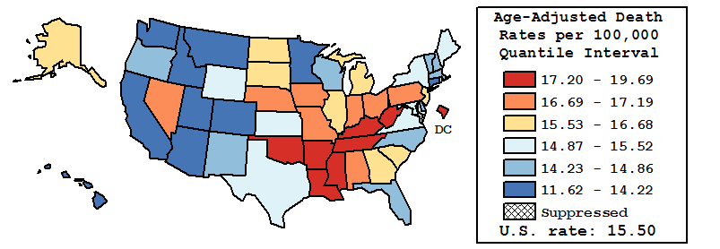 Map of U.S. Rates displayed in table above