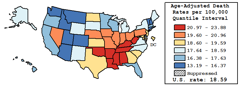 Map of U.S. Rates displayed in table above