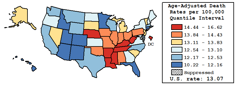 Map of U.S. Rates displayed in table above