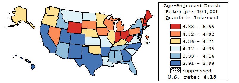 Map of U.S. Rates displayed in table above