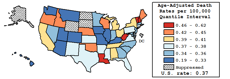 Map of U.S. Rates displayed in table above