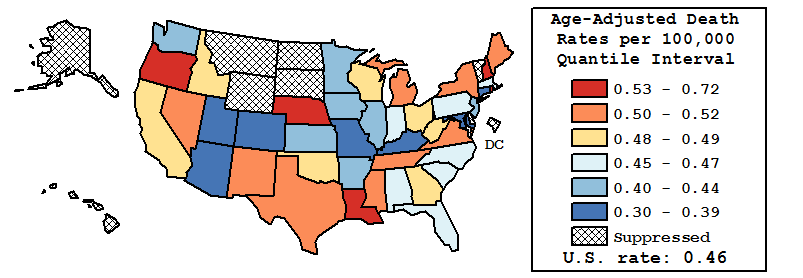 Map of U.S. Rates displayed in table above