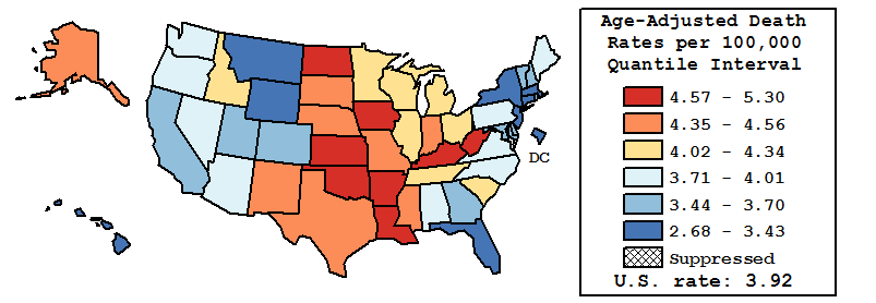 Map of U.S. Rates displayed in table above