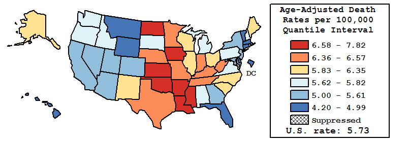 Map of U.S. Rates displayed in table above