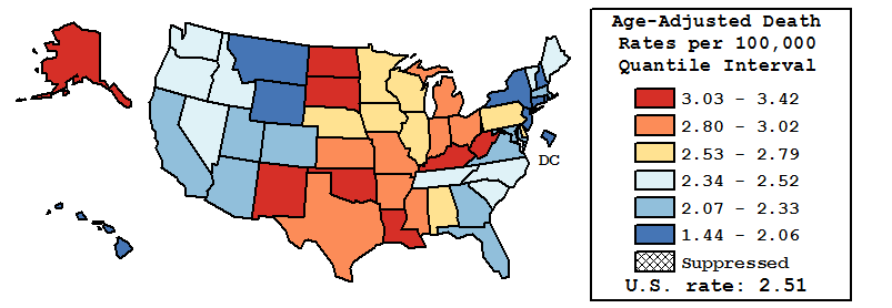 Map of U.S. Rates displayed in table above