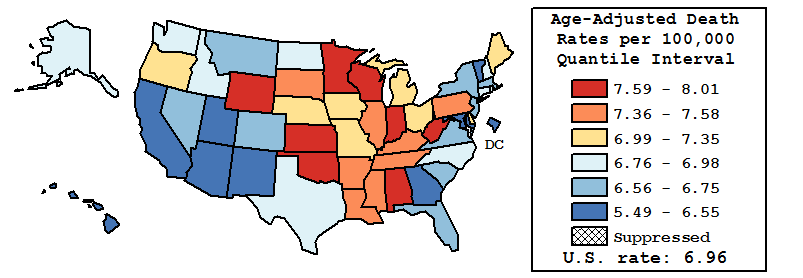 Map of U.S. Rates displayed in table above