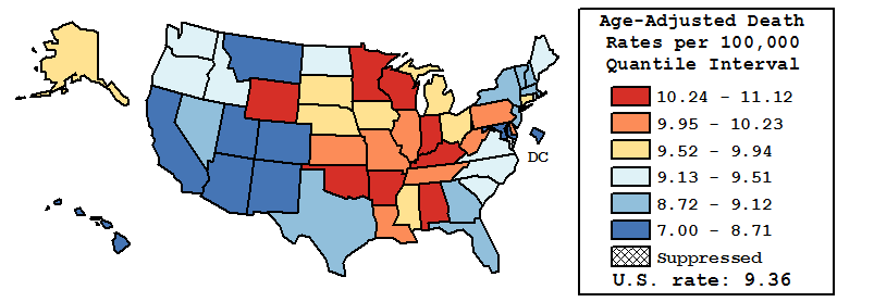 Map of U.S. Rates displayed in table above