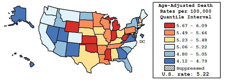 Map of U.S. Rates displayed in table above