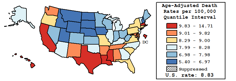 Map of U.S. Rates displayed in table above