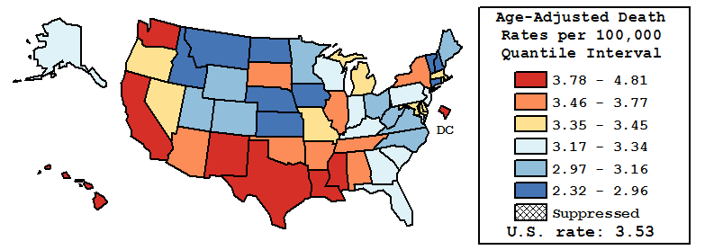 Map of U.S. Rates displayed in table above